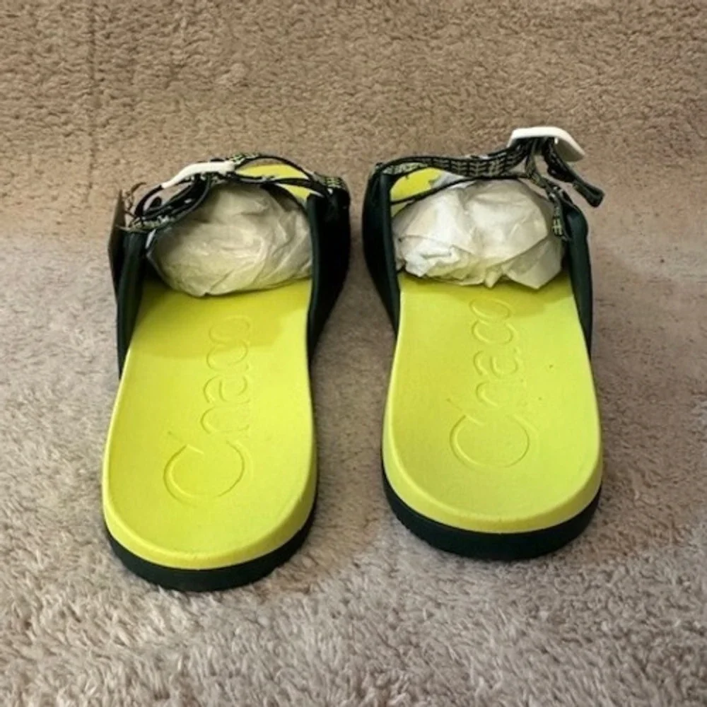 Chaco Black and Neon Green Sandals - Picture 5 of 8